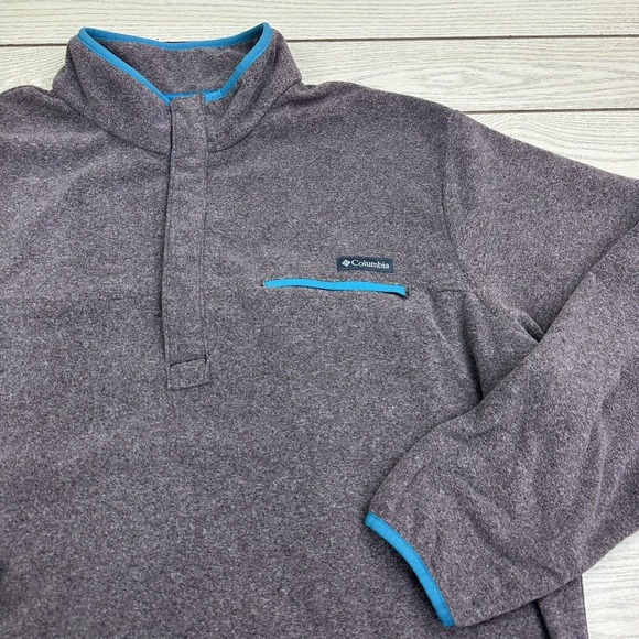 Columbia Men's XXL Fleece Long Sleeve Pullover 1/4 Snap Purple Blue Jacket - Picture 2 of 7
